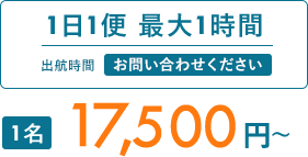 1日1便 最大1時間｜1名17,500円〜